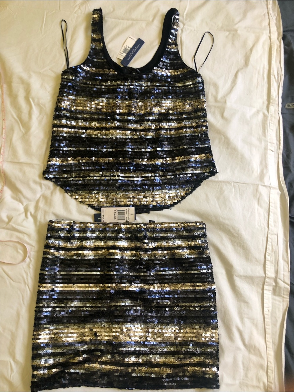 Banana Republic Black and Gold Sequin Mini Skirt